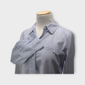 Women's Old Navy Blue Stripe Long Sleeve Button Up Shirt Size M
